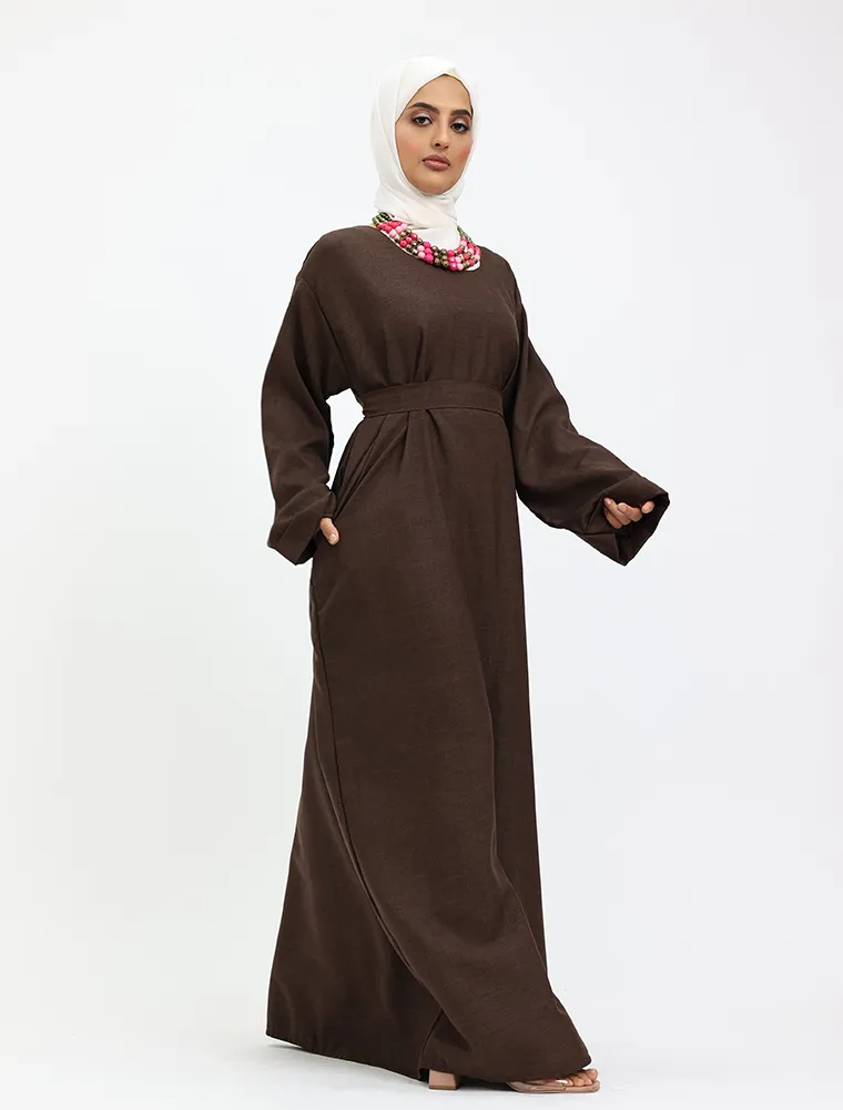 Brown Linen Abaya